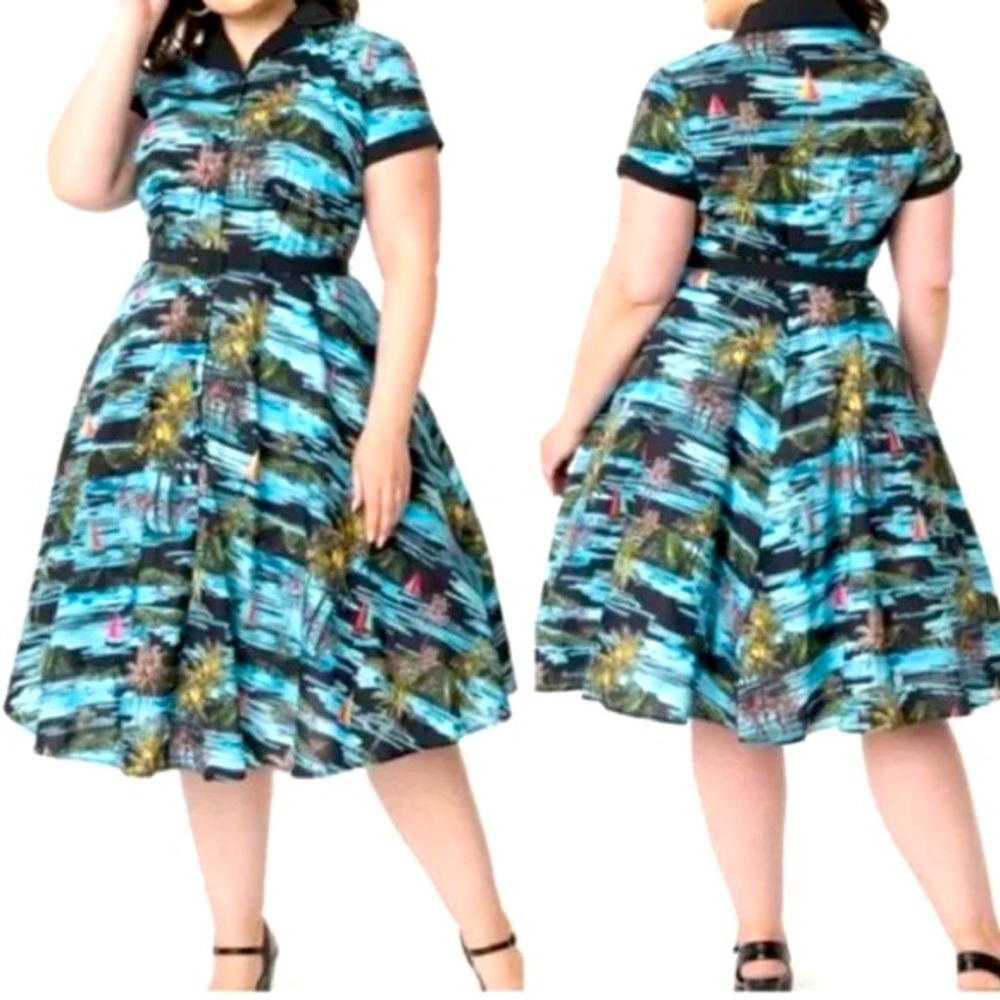 Unique Vintage Tropical Button-up Dress